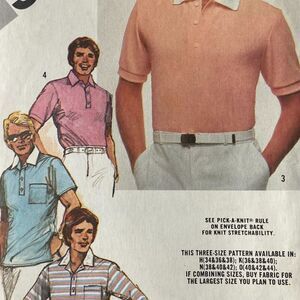 Simplicity 9994 Pattern Top Mens 38 Vintage Pullover Stretch Knit